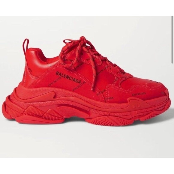 Balenciaga Triple S Sneaker Allover Logo in Red - Women’s Size 38/8 NWOT - Picture 1 of 8